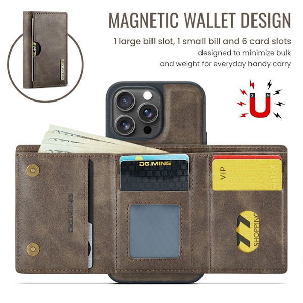 DG.MING M6 Series Mobilskal till iPhone 15 Pro Magnetiskt Brun