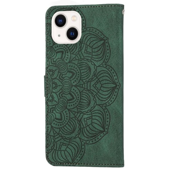 iPhone 14 Plus Plånboksfodral Mandala Flower - Grön
