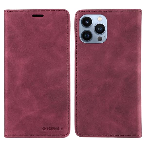 BETOPNICE 003 Plånboksfodral för iPhone 13 Pro - RFID Blocker Konstläder - Röd