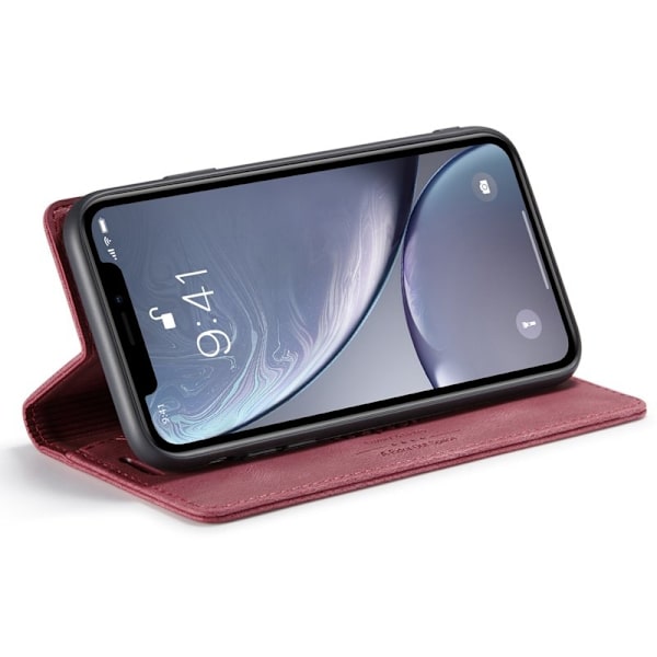 AUTSPACE A01 iPhone XR Plånboksfodral i Konstläder - Röd