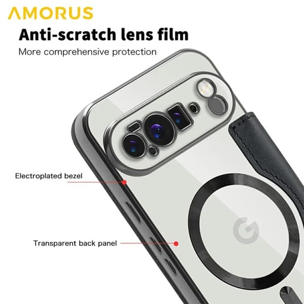 AMORUS Google Pixel 10 Pro XL Plånboksfodral Magsafe RFID-Skydd - Svart Svart