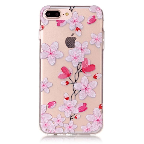 TPU Mobilskal iPhone 7 Plus - Peach Flowers Mönster