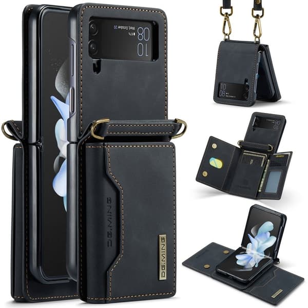 DG.MING Samsung Galaxy Z Flip4 Konstläder Plånboksfodral Svart