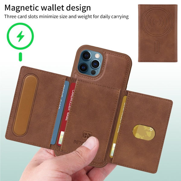 BETOPNICE iPhone 12 Pro Max Plånboksfodral Konstläder - Brun