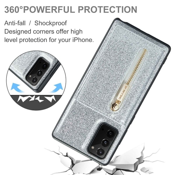 DG.MING M3 Series Konstläder Plånboksfodral för Samsung Galaxy Note20 5G Silver