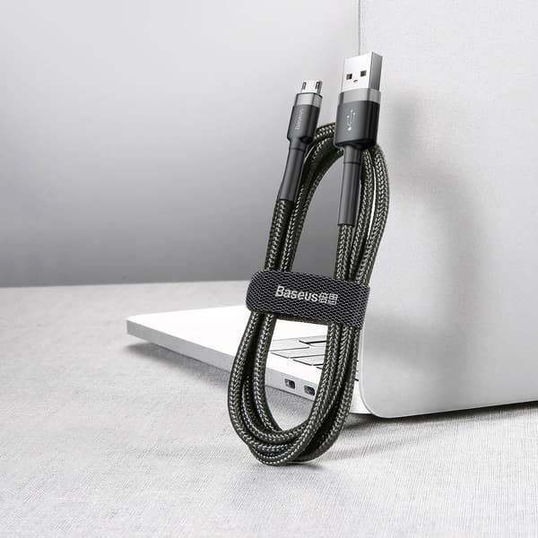 BASEUS Cafule USB-A til microUSB kabel QC3.0 2.4A 1M sort-grå Black