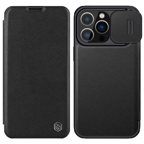 NILLKIN Qin Pro Mobilskal till iPhone 14 Pro PU Läder Svart