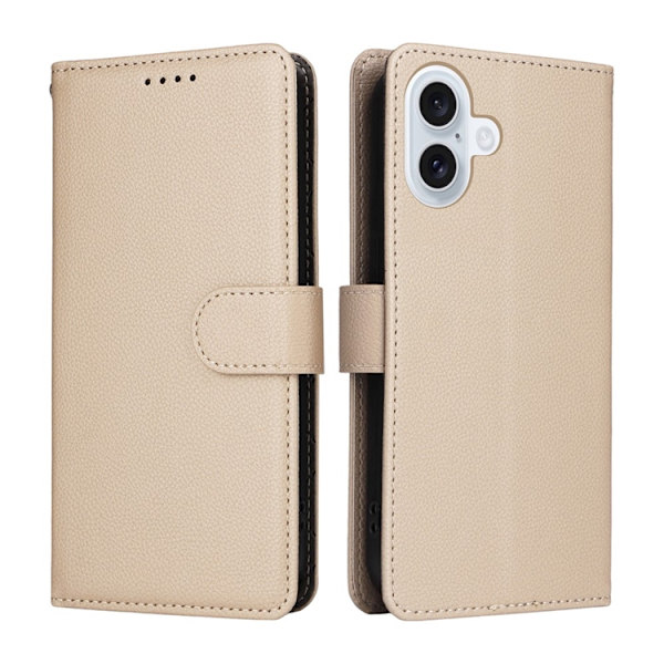 iPhone 17 Plånboksfodral RFID Blocking med Handledsrem - Vit Beige