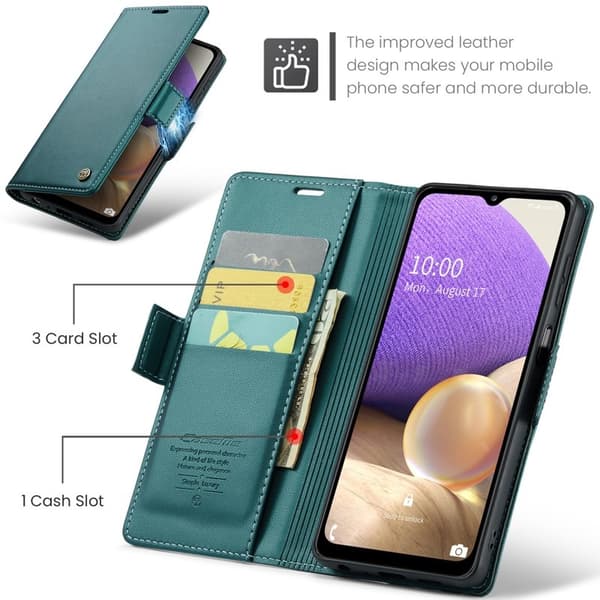 CASEME Plånboksfodral Konstläder för Samsung Galaxy A32/M32 5G - Grön