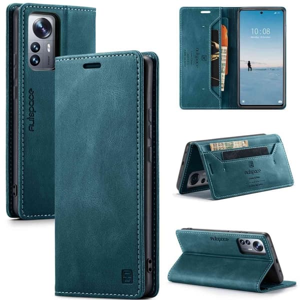 AUTSPACE A01 Mobilskal för Xiaomi 12 Lite 5G - PU Läder - Blå