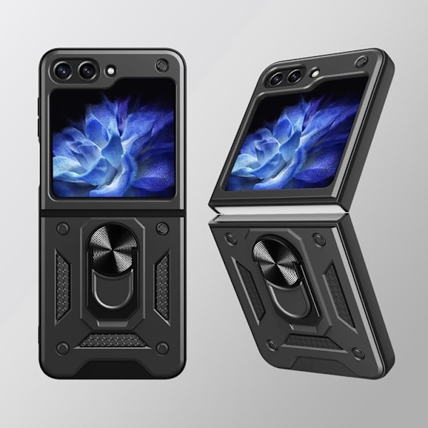 Galaxy Z Flip 5 Mobilskal Hybrid Armor Camshield - Svart Svart