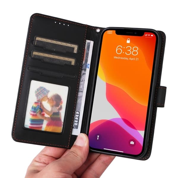 BETOPNICE iPhone 12/12 Pro Plånboksfodral - Avtagbart Konstläder - Svart