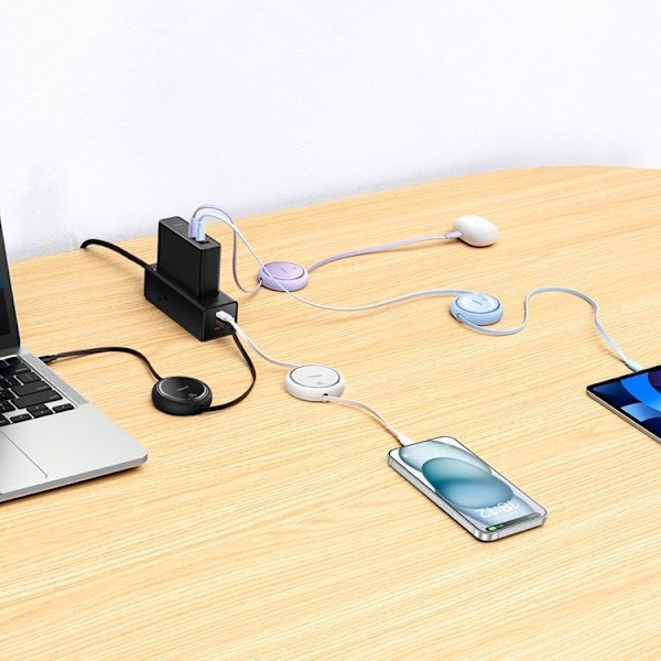 Baseus Retractable Free2Draw Mini USB-C - USB-C 100W 1m - Lila