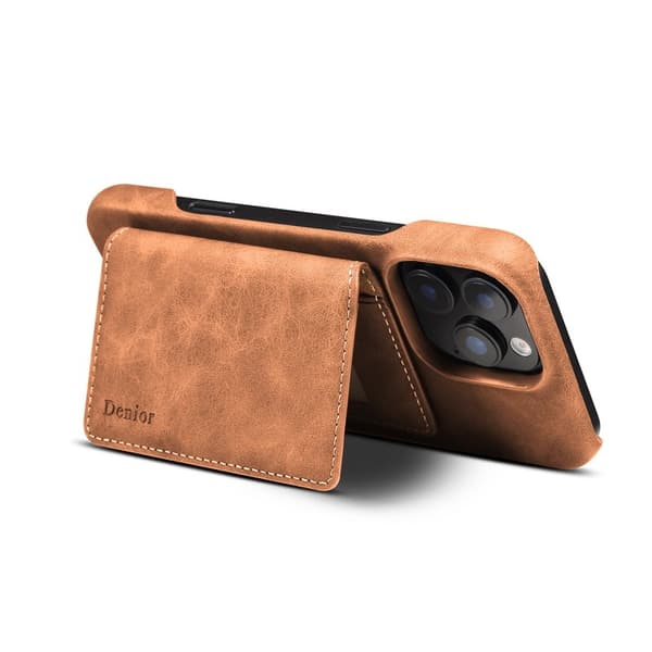 DENIOR D27 Mobilskal till iPhone 16 Pro Äkta Läder Magnetiskt Brun