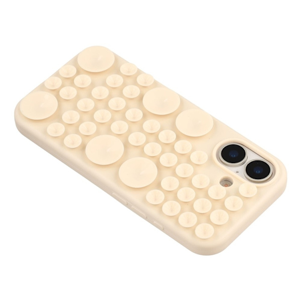 Mobilskal till iPhone 17 Sugkopp Silikon med Tygfoder Beige