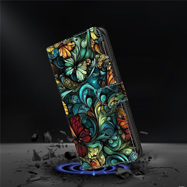 Galaxy A17/A26 Plånboksfodral Konstläder Pattern Printing Grön