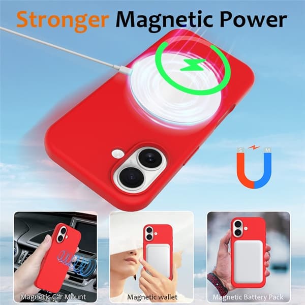 Mobilskal till iPhone 17 MagSafe Silikon Anti-Drop - Röd Röd