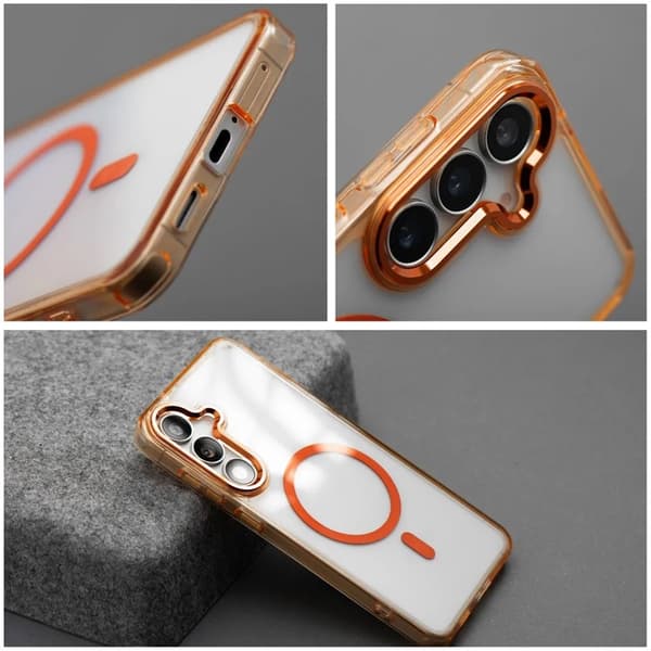 Mobilskal För Galaxy S25 FE MagSafe Frame Clear Hybrid - Orange Orange