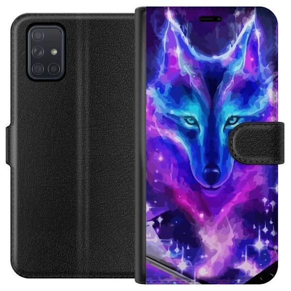 Plånboksfodral till Samsung Galaxy A71 med Neon Varg