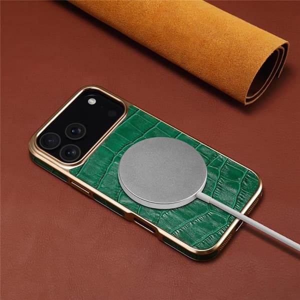 DENIOR Mobilskal till iPhone 17 Pro Äkta Läder - Grön Grön