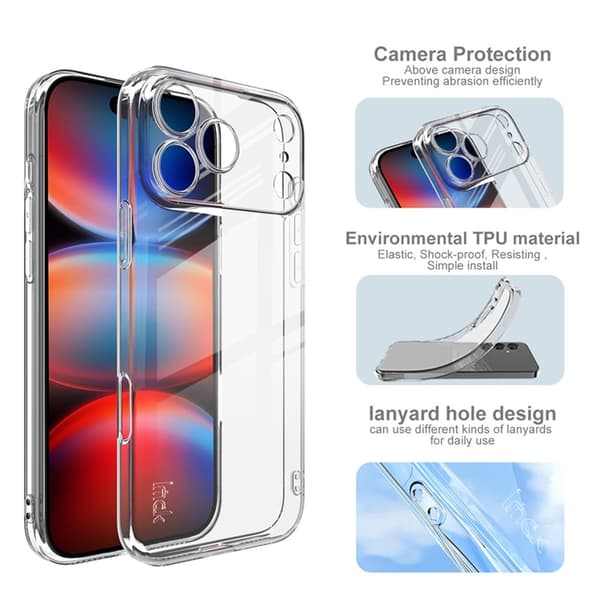 IMAK Mobilskal till iPhone 17 Pro Shockproof TPU UX-5 - Clear Transparent