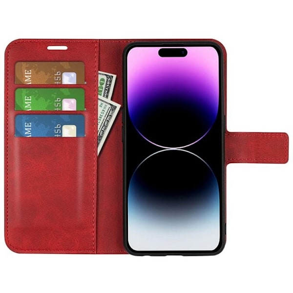 iPhone 15 Pro Max Plånboksfodral Calf Flip Folio - Röd R
