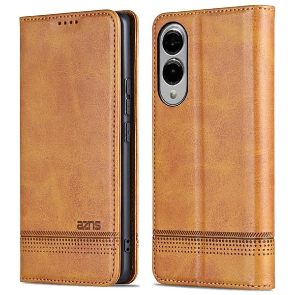 AZNS Samsung Galaxy S25 Edge Plånboksfodral Konstläder - Brun