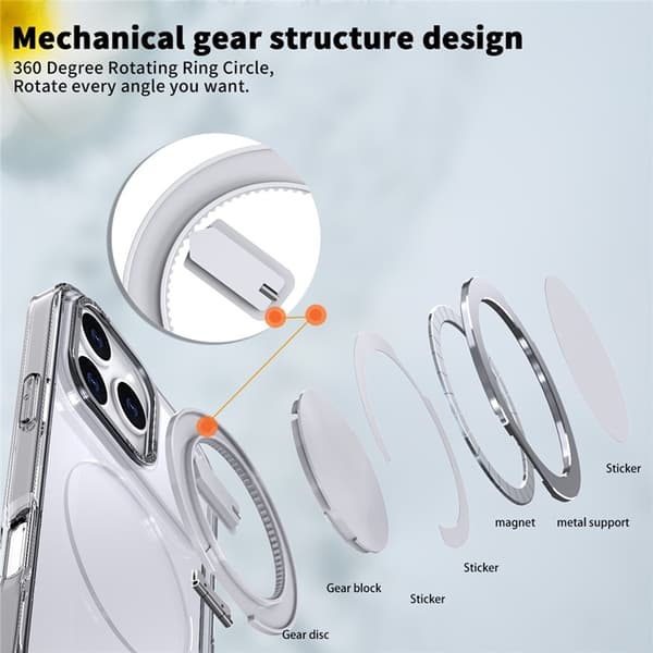 Mobilskal till iPhone 17 Pro MagSafe TPU+PC Kickstand - Transparent Transparent