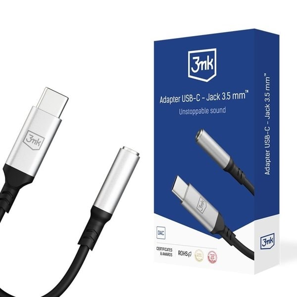 3mk USB-C Till Jack Adapter (3.5mm) - Svart Svart