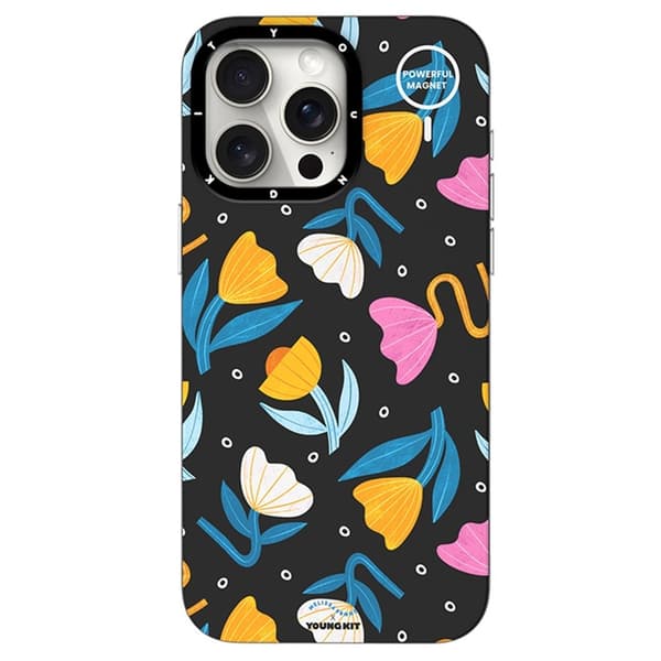 YOUNGKIT Mobilskal till iPhone 13 Pro Max MUScx001-Flowers Svart