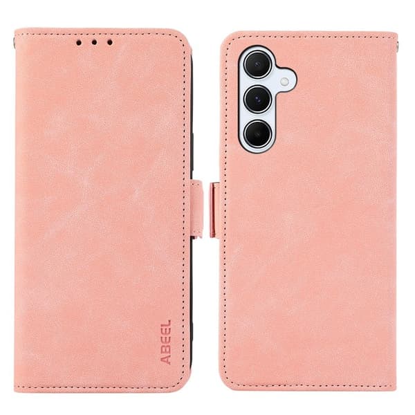 ABEEL Samsung Galaxy S25 FE Plånboksfodral Konstläder Folio Ställ - Rosa