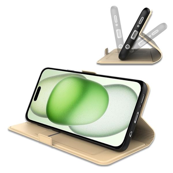 iPhone 16 Pro Plånboksfodral Shockproof - Guld Guld