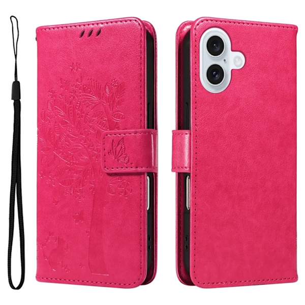 iPhone Air Konstläder Plånboksfodral Tree Pattern - Rosa Rosa