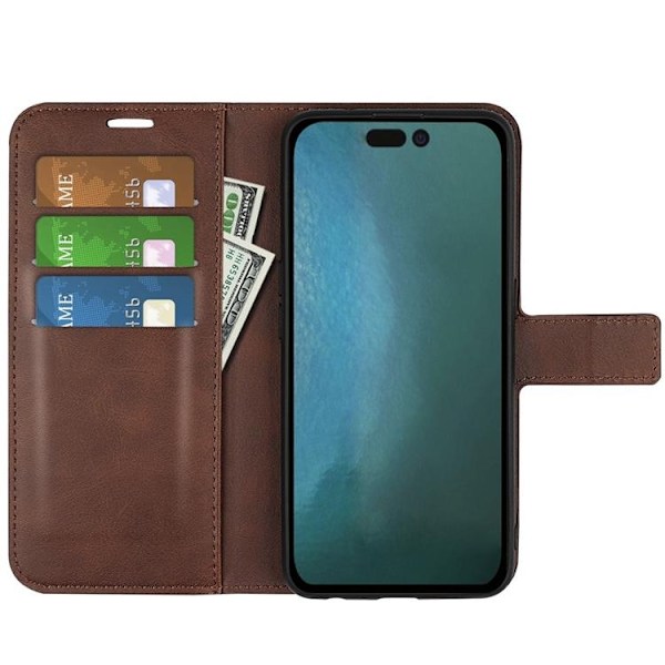 Flip Folio iPhone 14 Pro Max Plånboksfodral - Mörkbrun