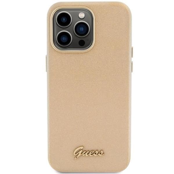 Guess Mobilskal till iPhone 15 Pro Max Glitter Glossy Script - Guld Guld