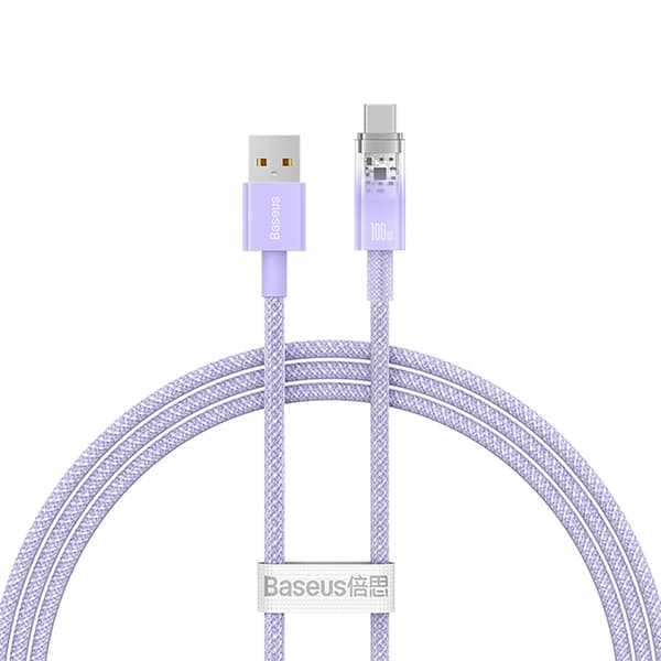 Baseus USB-A - USB-C kabel 100W 1m Temperature Sensor - Lila Lila