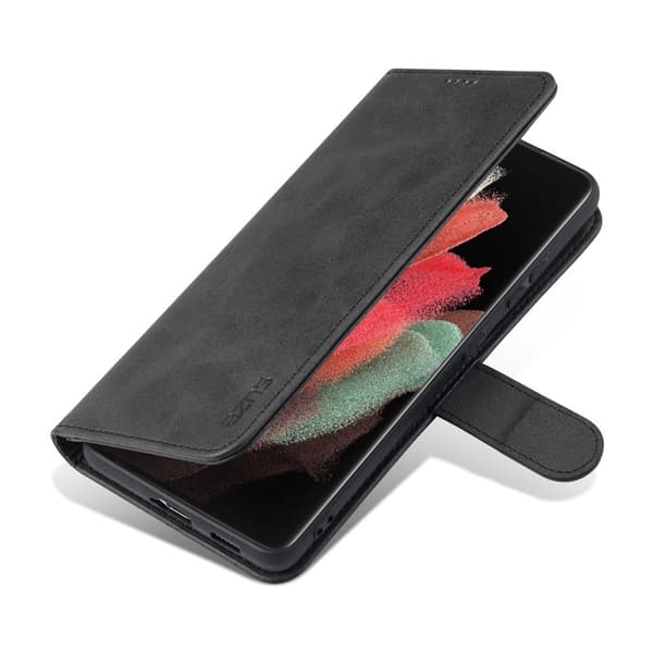 AZNS Design Plånboksfodral Konstläder för Samsung Galaxy S21 Ultra - Svart