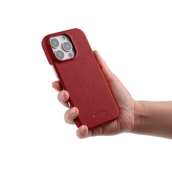 MELKCO Mobilskal till iPhone 16 Pro Max Äkta Läder PC Röd