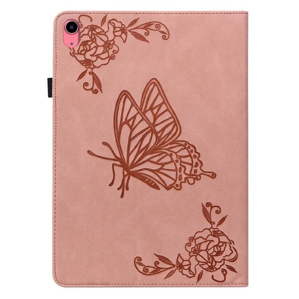 iPad 10.9 (2022) Fodral Butterfly Flower Imprinted - Rosa