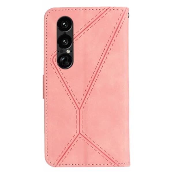 Sony Xperia 1 VII Plånboksfodral Skin Touch Lines Imprinted Rosa