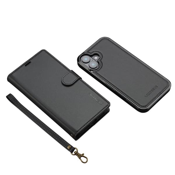 LC.IMEEKE L2 Series iPhone 16 Plus Plånboksfodral Konstläder - Svart