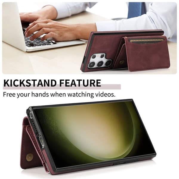 Plånboksfodral för Samsung Galaxy S26 Ultra Tri-Fold Kickstand PU - Röd