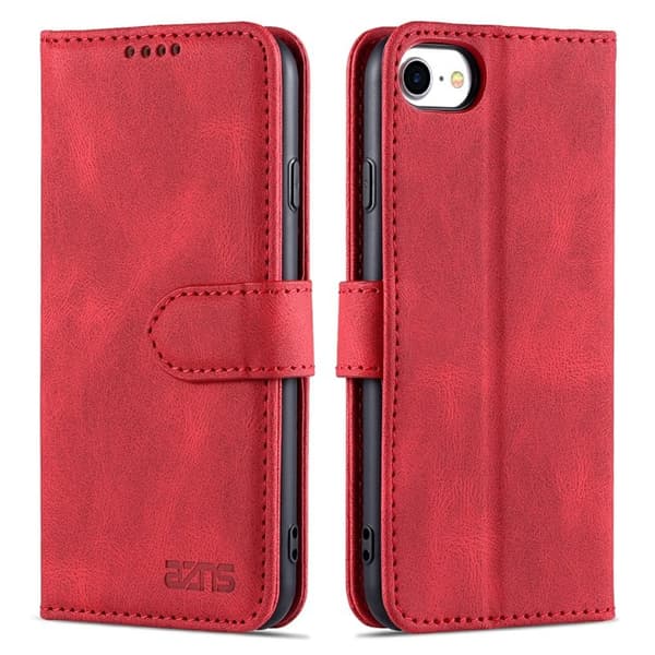 AZNS iPhone SE (2022)/SE (2020)/8/7 Plånboksfodral Konstläder - Röd