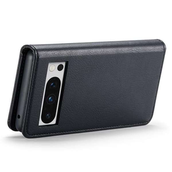 DG.MING Google Pixel 8 Pro Äkta Läder Plånboksfodral Detachable Magnetisk Svart