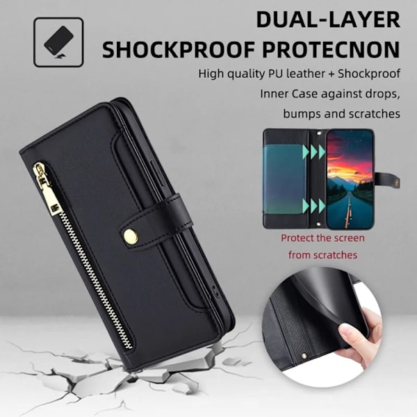 Galaxy M52 5G Plånboksfodral Drop Proof Svart