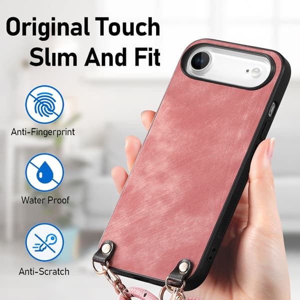 Mobilskal till iPhone Air med Justerbar Rem Retro Läder - Rosa Rosa
