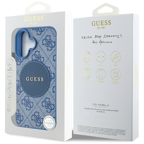 Guess telefontaske til iPhone 16 MagSafe 4G Circle - Blå Blå