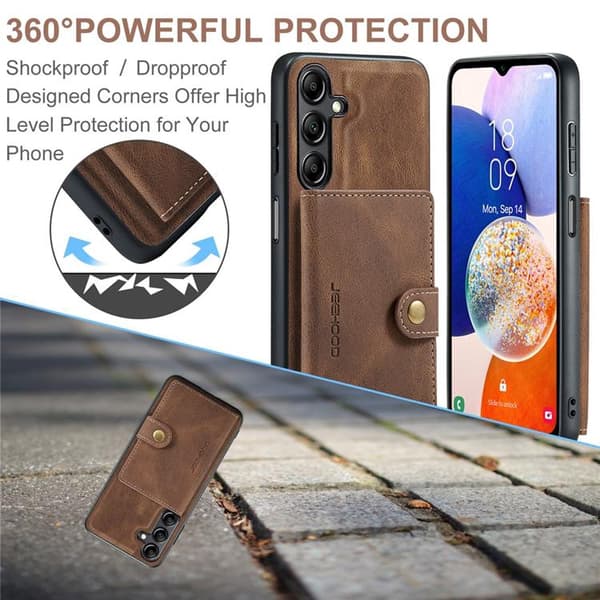 JEEHOOD Samsung Galaxy A14 4G/5G Mobilskal KonstLäder - Brun Brun