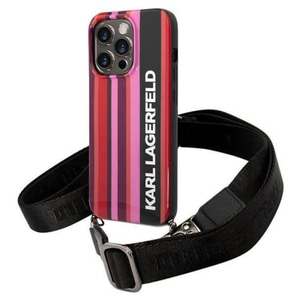 Karl Lagerfeld iPhone 14 Pro etui med halskæde med striberrem - R