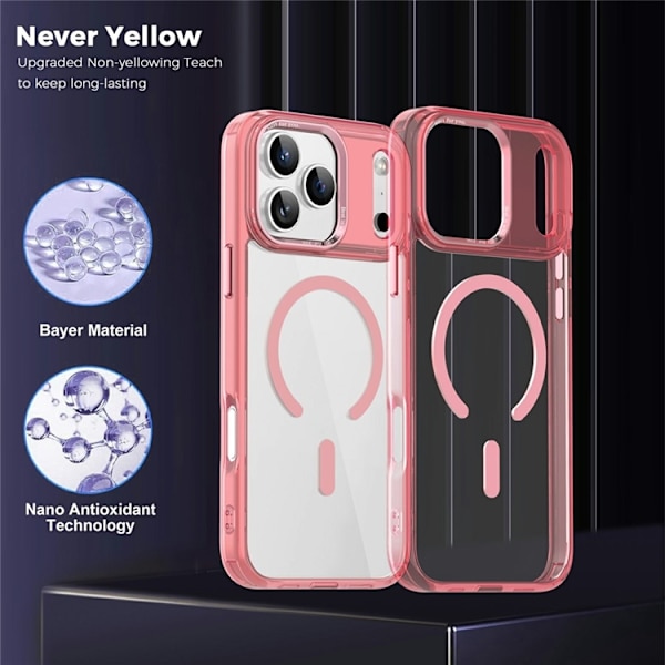 Mobilskal till iPhone 17 Pro MagSafe Transparent TPU+PC - Rosa Rosa